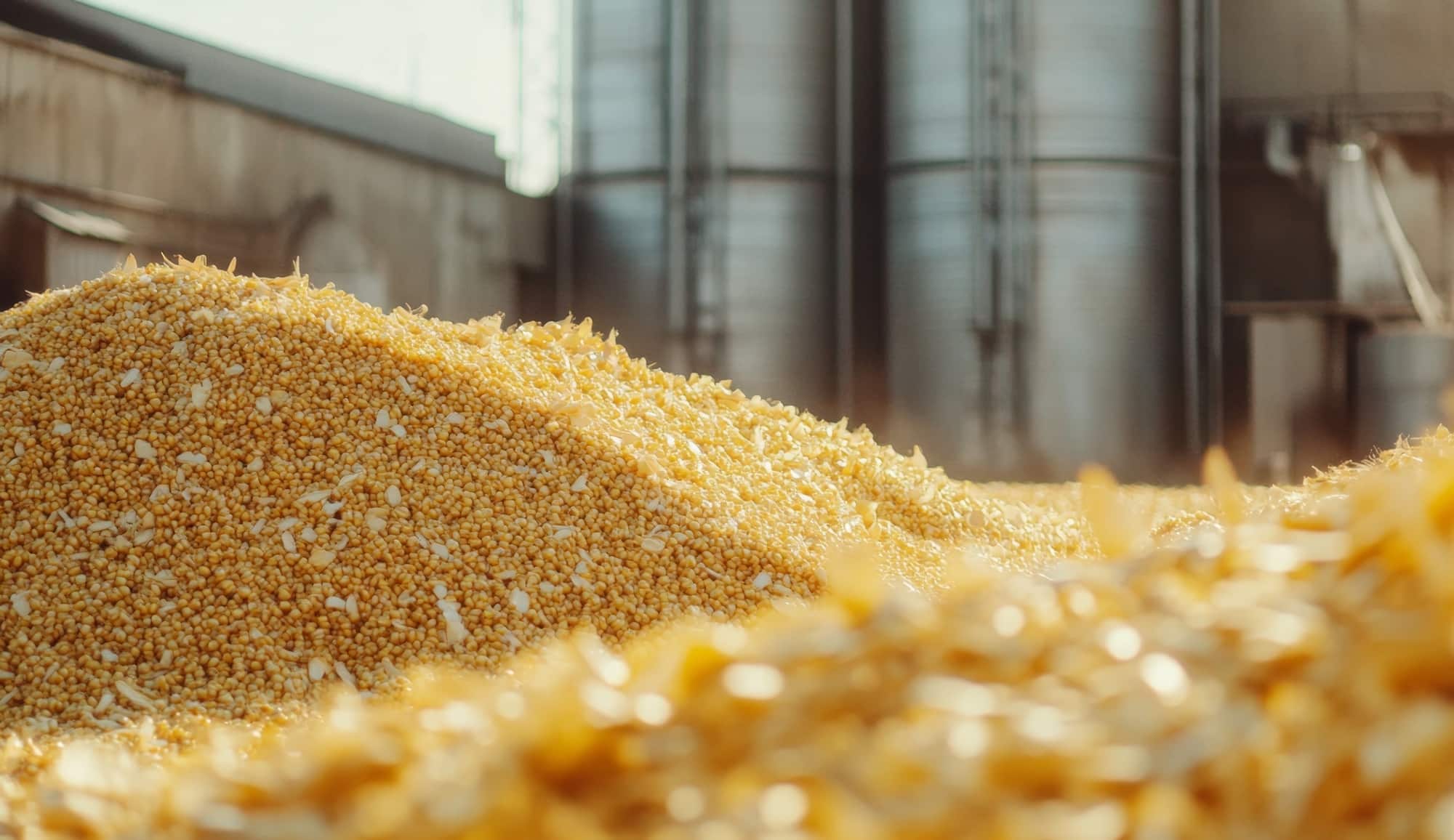 Corn feed pile outdoors