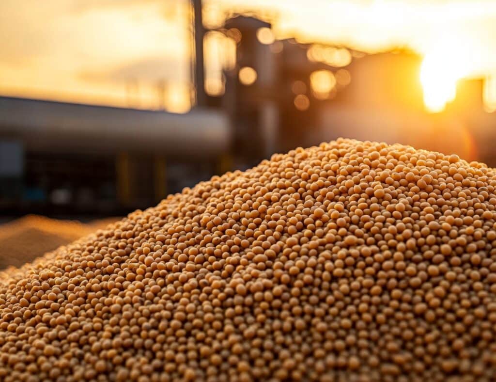 Soybean Pile at Sunset Industrial Site